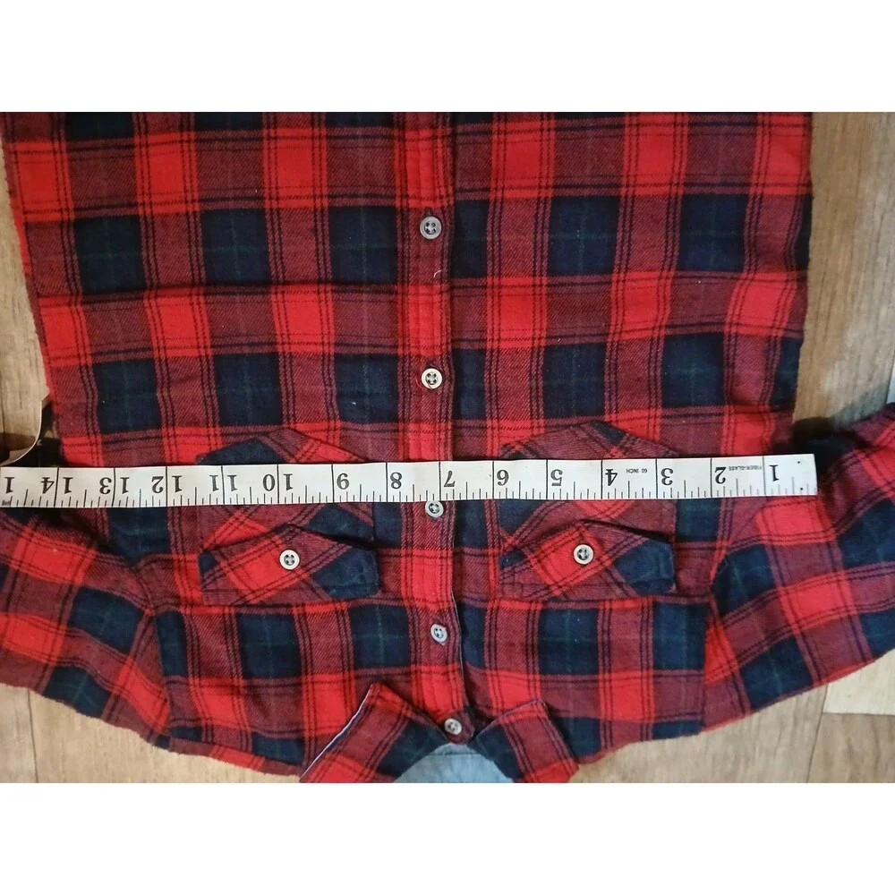 7 For All Mankind Flannel Insulated Shacket Kids Size 5 Red & Blue Plaid Pocket